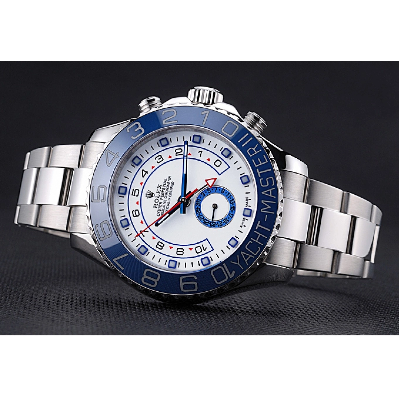 Aaa fake watches Stainless II Master White Yacht Bracelet Rolex Bezel Dial Blue 622269 Steel 0629